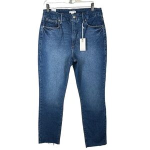 Good American Good Classic Jeans Blue940 Raw Hem NWT 14/32 Medium Wash High Rise